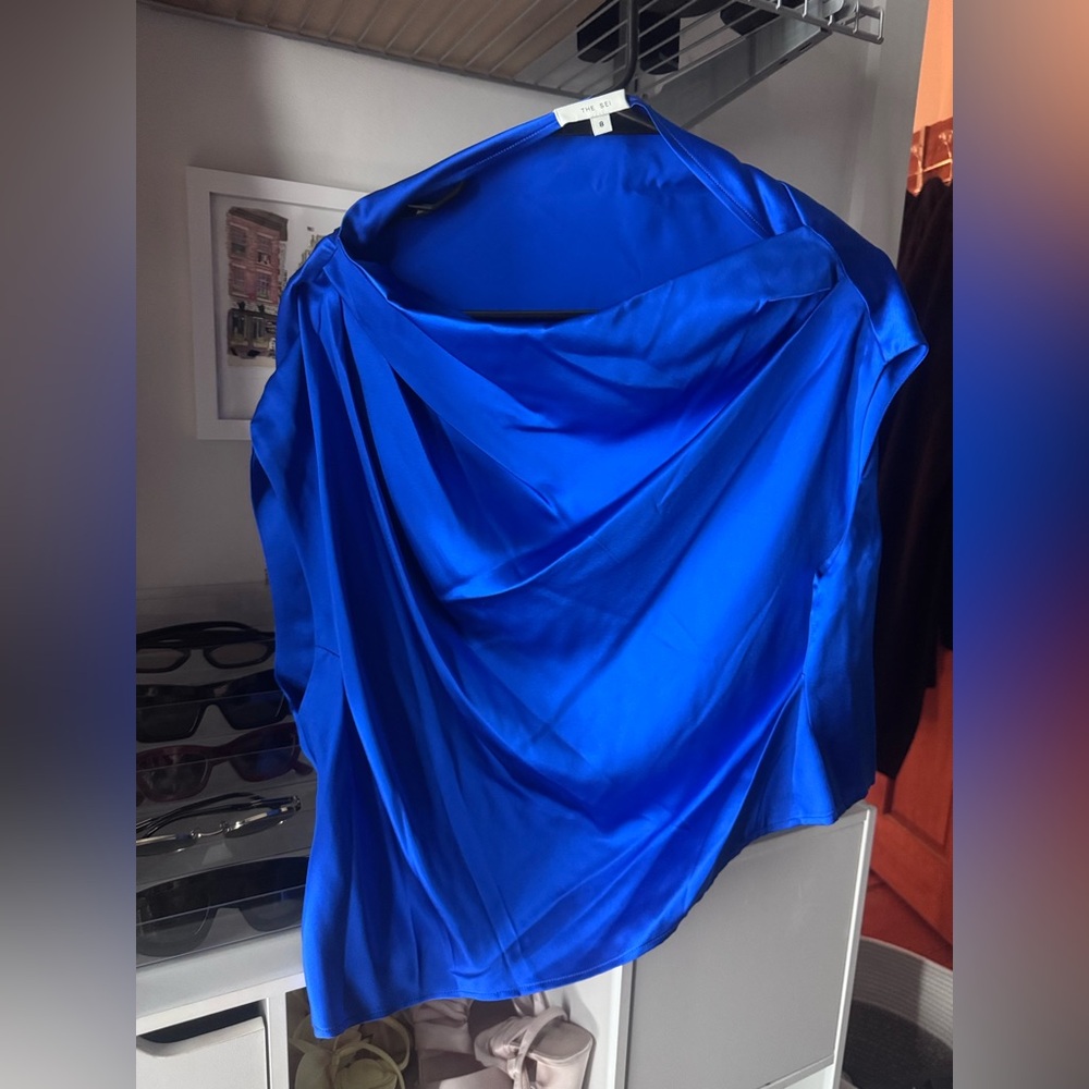 The Sei Royal Blue 100% Silk Draped Top and Trousers💙 - Picture 8 of 13